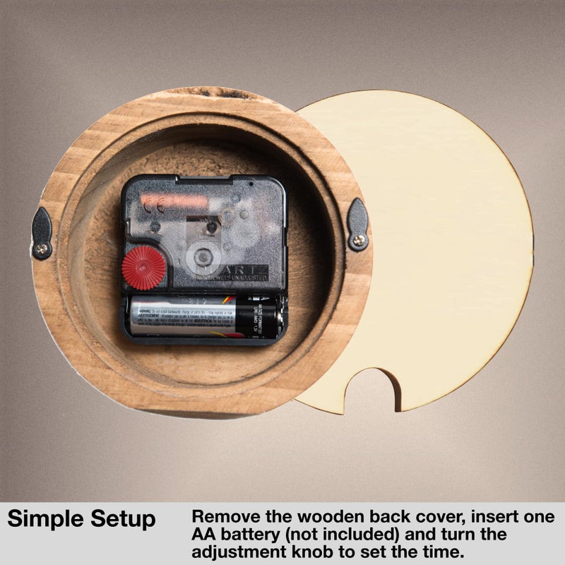 Driini ساعة درييني الخشبية التناظرية المكتبية - 4.3 بوصة. خشب الصنوبر الزخرفي، تصميم بدون صوت - ساعة mantel سهلة القراءة مع حركة هادئة - ساعات طاولة هادئة مع جسم خشبي، عقارب، وغطاء بطارية؛ زرقاء - Image 4